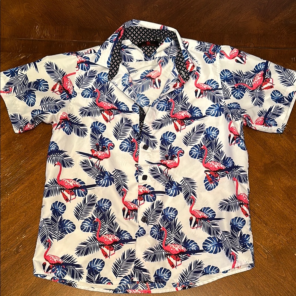 Flamingo Print Button Up